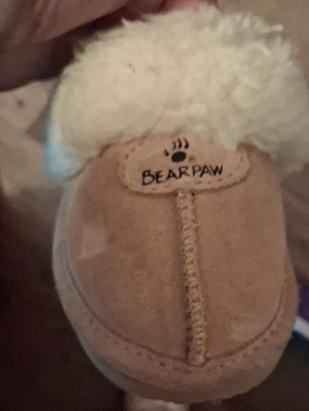 BearPaw Kids Tan Suede Moccasins with Cream Faux Shearling
